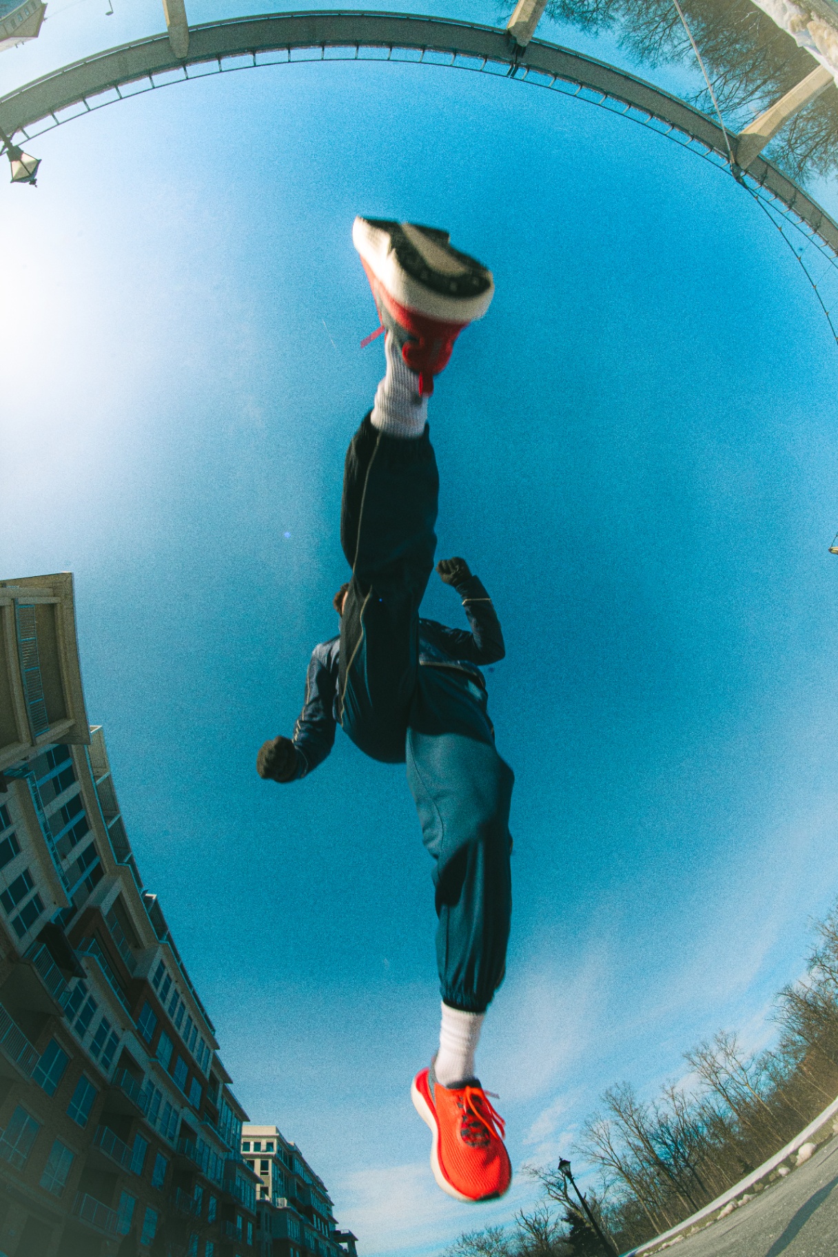 Runner mid-jump